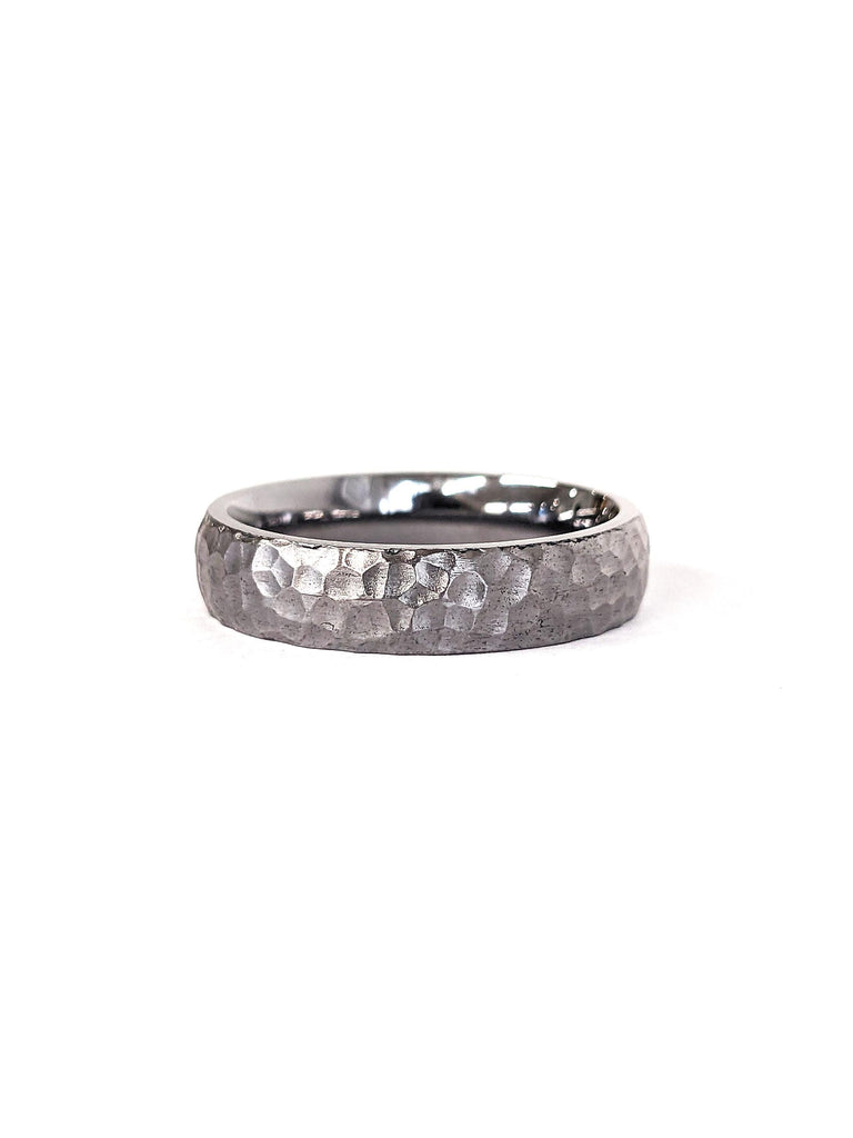 Tantalum Mens Wedding Bands | Comfort Fit Wedding Bands | Black Wedding Rings for Men | Unique Mens Wedding Rings | Hammered Wedding Bands