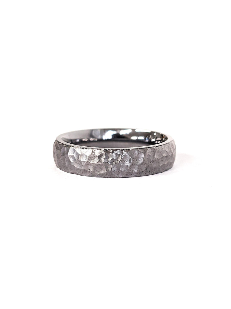 Tantalum Mens Wedding Bands | Comfort Fit Wedding Bands | Black Wedding Rings for Men | Unique Mens Wedding Rings | Hammered Wedding Bands