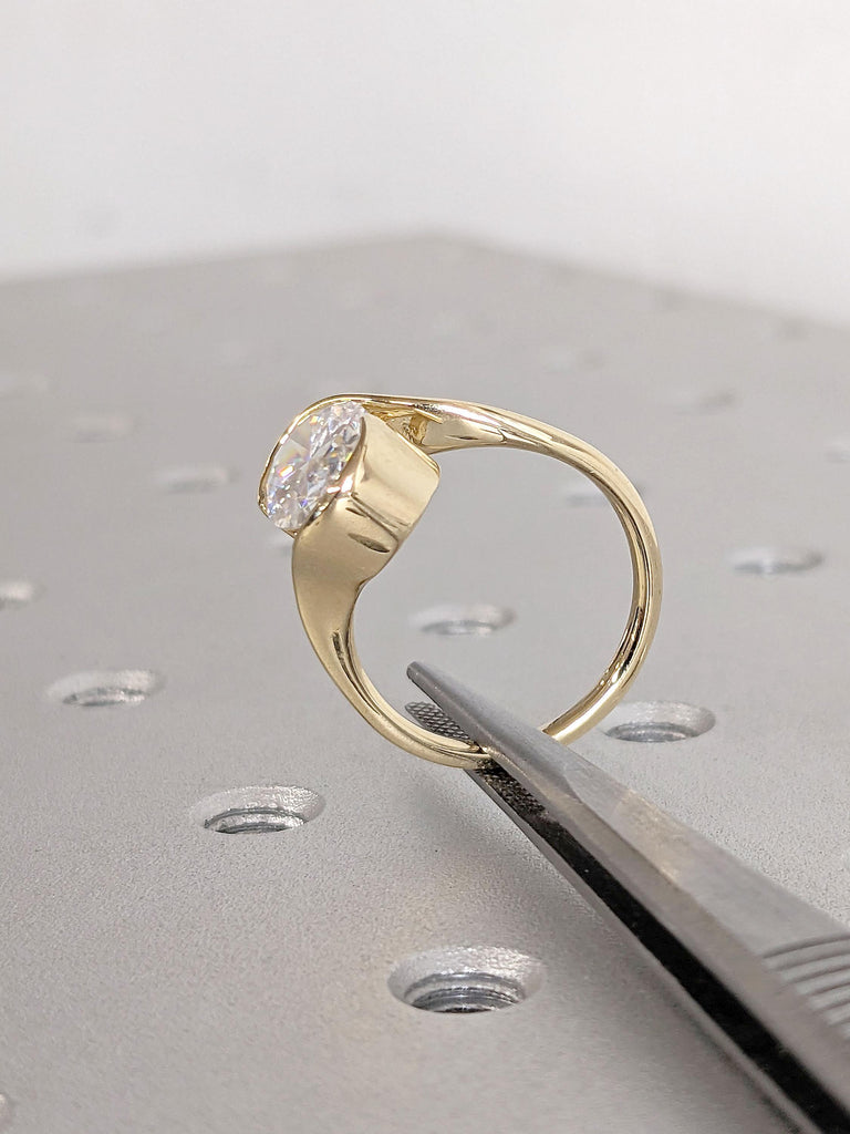 Bezel set Ring | Bezel Moissanite Solitaire Engagement Ring