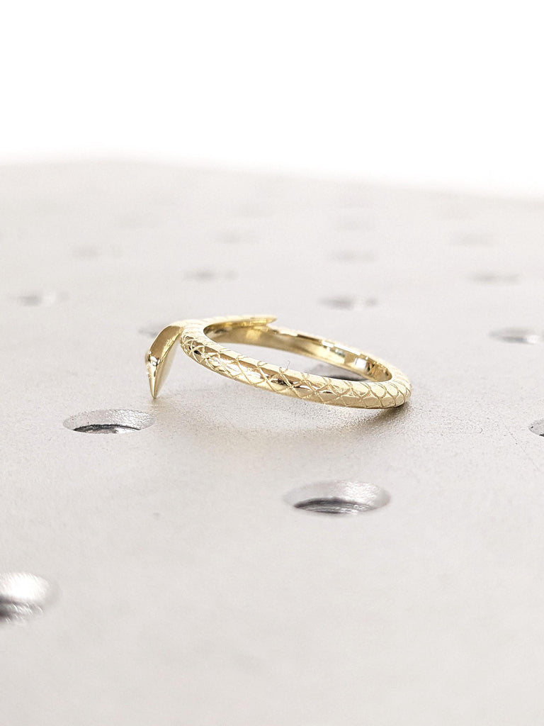 Natural Diamond Gold Snake Ring | 14K 18K Yellow Gold Rings For Women | Engagement Serpent Ring | Handmade Anniversary Ring Gifts For Her