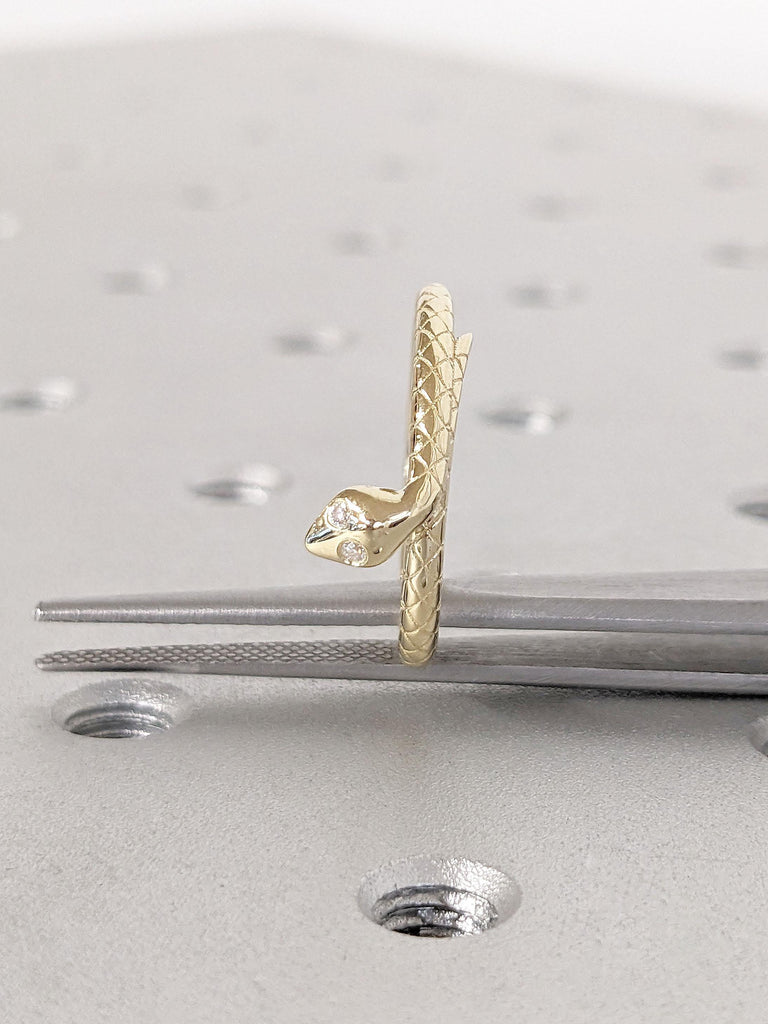 Gold Wedding Band | Unique Serpent Ring | 14k Gold Rings for Women
