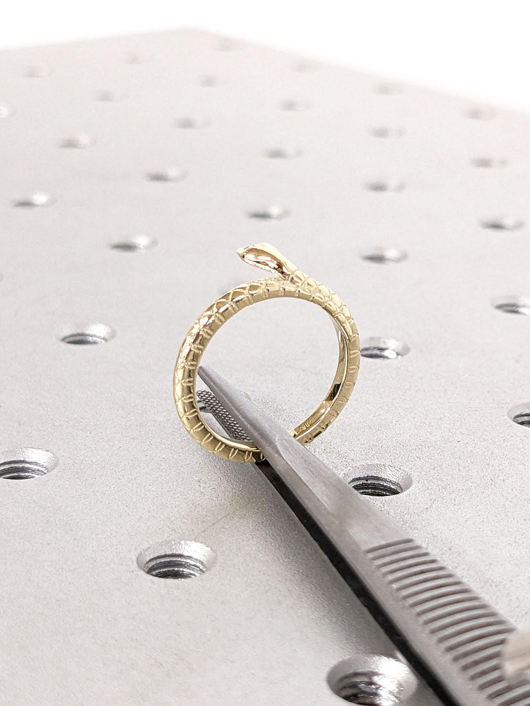 Natural Diamond Gold Snake Ring | 14K 18K Yellow Gold Rings For Women | Engagement Serpent Ring | Handmade Anniversary Ring Gifts For Her