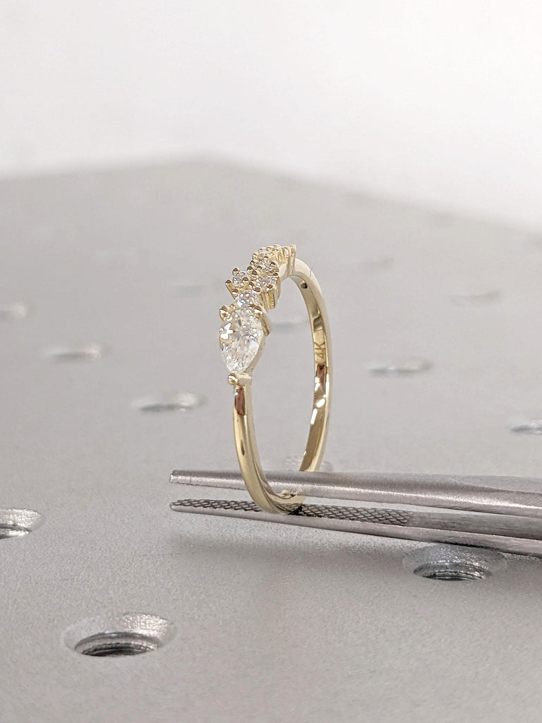 14k & 18k Gold Half Eternity White Diamond Ring / Handmade Diamond Band / White Diamond Ring / Diamond Wedding Band / Anniversary Ring