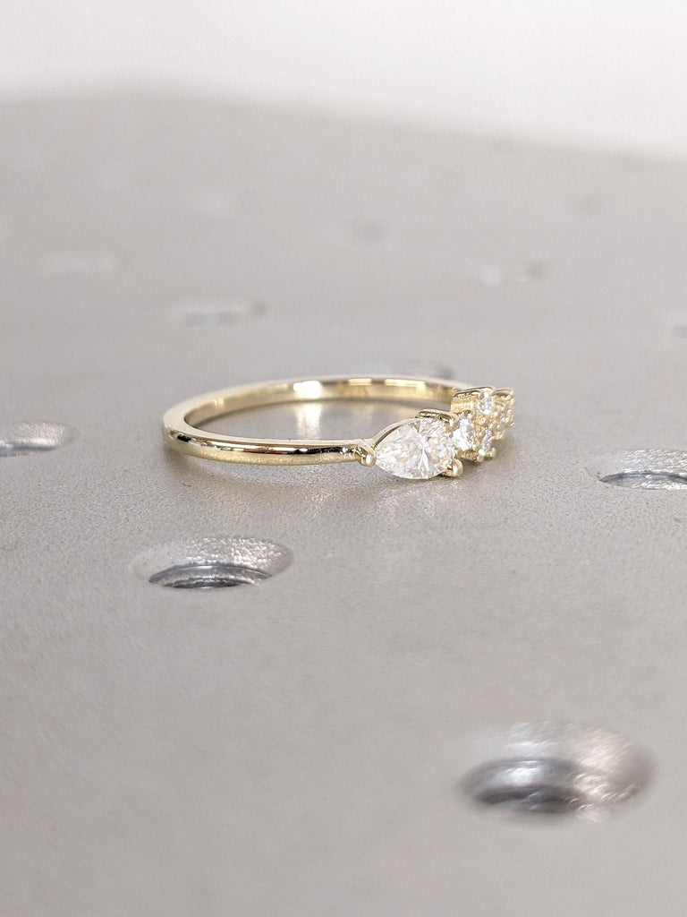 Diamond Promise Ring | 7 Stones Engagement Ring | F VS1 Lab Created Diamond | 14k Solid Gold Ring | IGI Certified Diamond Stacking Ring