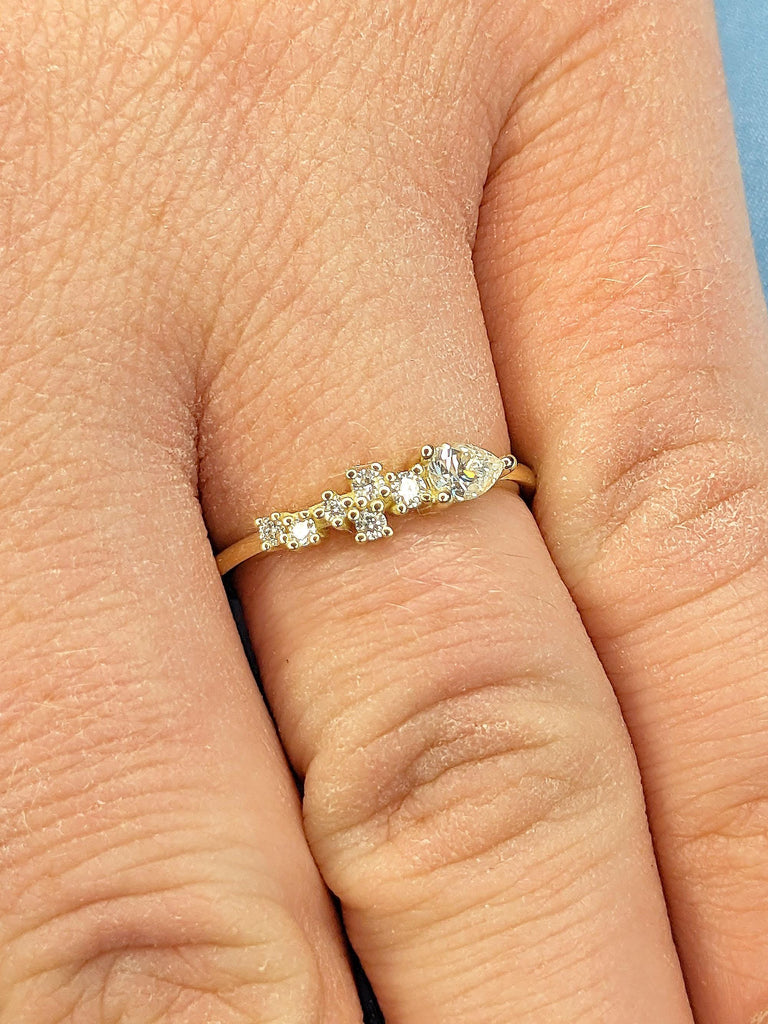 IGI Certified Eco Friendly Pear, Round Diamond Proposal Ring | Lab Grown Diamond Anniversary Ring | Simple Engagement Ring | 14k Wedding Ring