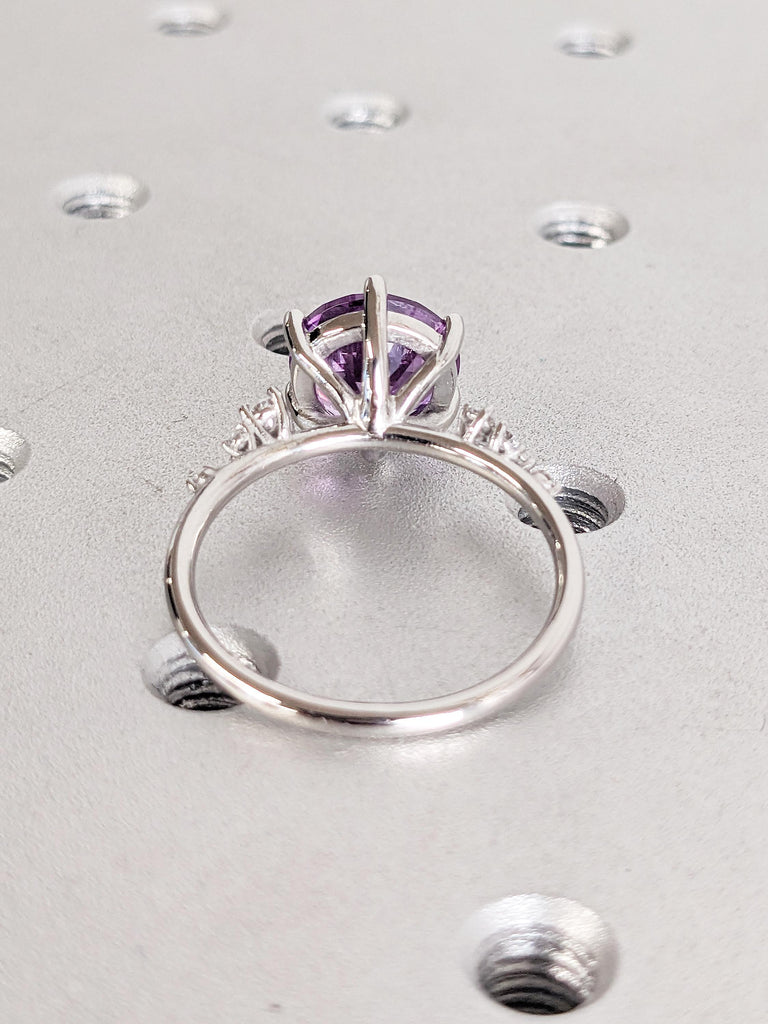 Art Deco Alexandrite Ring, Platinum Wedding Rings for Women, Anniversary Ring, Snowdrift Lab Diamond Cluster Ring, Anniversary Gift for Wife