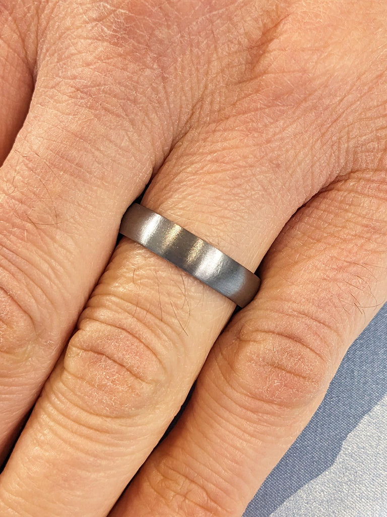 Unique Mens Wedding Ring | Male Wedding Bands | Comfort Fit Wedding Rings for Him | Tantalum Ring | Gunmetal Grey Hypoallergenic Mens Wedding Band