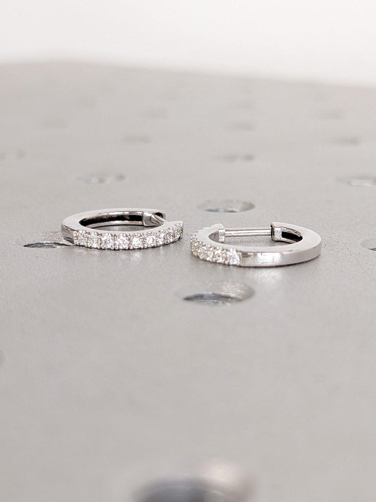White Gold Earrings | Lab Grown Diamond Earrings | 14k 18k Gold Hoop Earrings | Wedding Earrings | Everyday Wear Diamond Earrings for Women