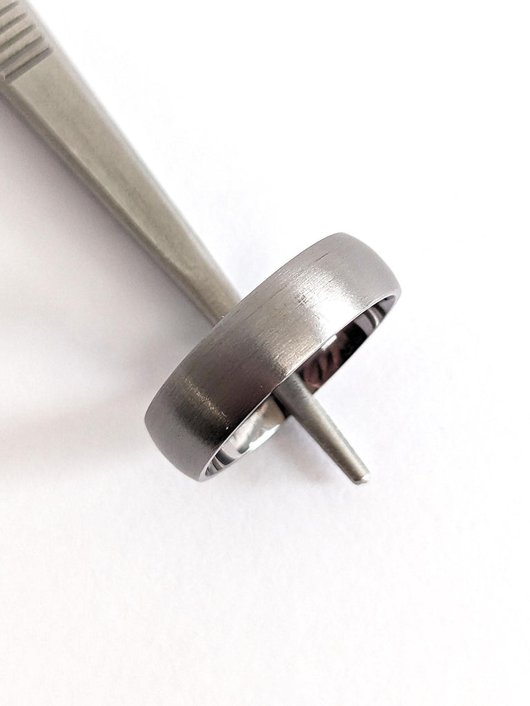 Tantalum Wedding Ring Band 6mm Width | Matt/Brushed Finish, Slight Dome | Comfort Fit | FREE Engraving | Mens Alternative Dark Metal Ring