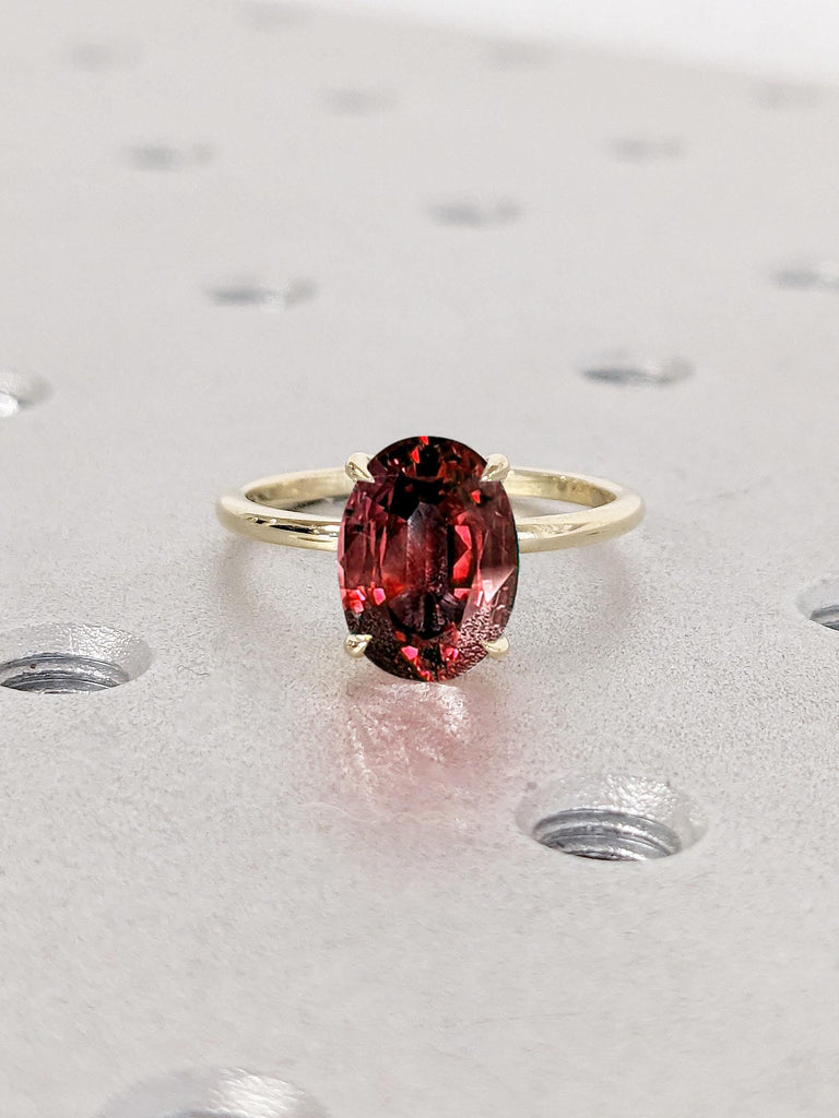 2ct Oval Cut Red Ruby Solitaire Ring | Solid 14k 18k Gold Engagement Band | Women Proposal Ring | Dainty Minimalist Classsic Yellow Rose White