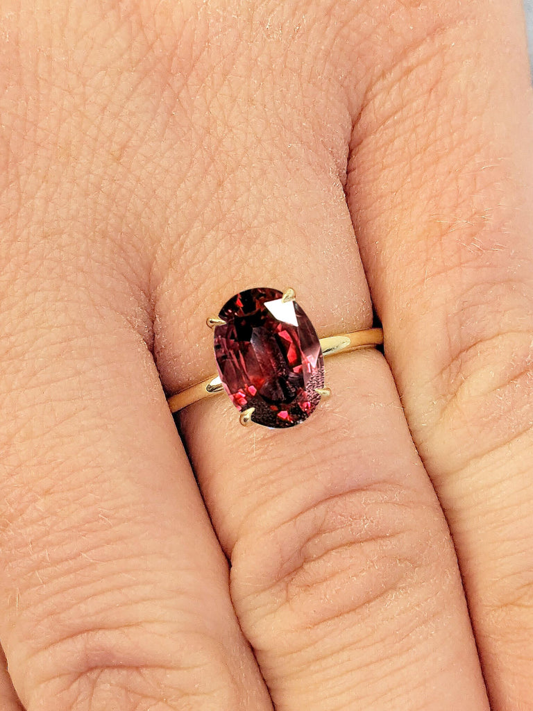 2ct 14K Yellow Gold Ruby 4 Prong Dainty Minimalist Oval Engagement Ring | Minimalist Oval Solitaire Ring | Anniversary Gift