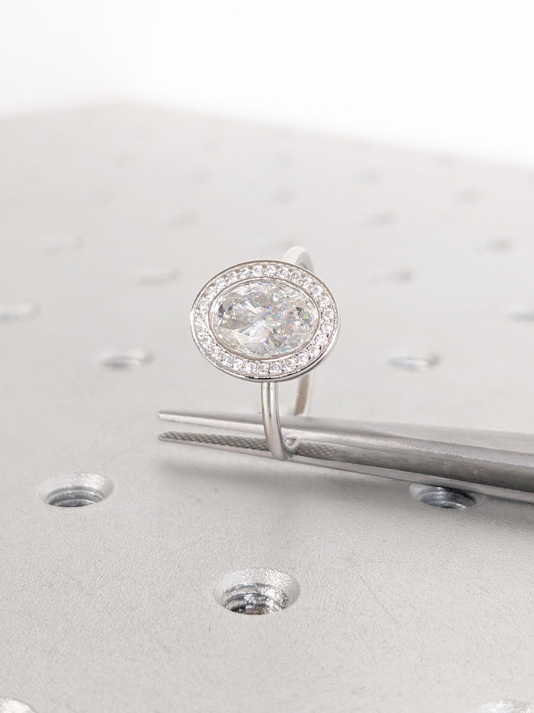 Oval Lab Grown Diamond Ring, 14k Gold Promise Ring, Halo Diamond Ring, Engagement Ring for Women, Simple Diamond Ring, Bridal Gift for Wife image #5