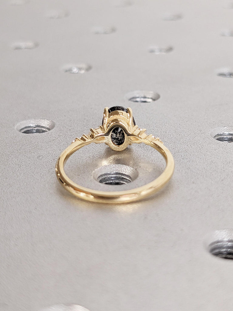 0.5-2.25ct Salt and Pepper Diamond Ring, Unique 18k Solid Gold Diamond Cluster Ring, Art Deco Promise Ring for Her, Birthday Gift for Wife