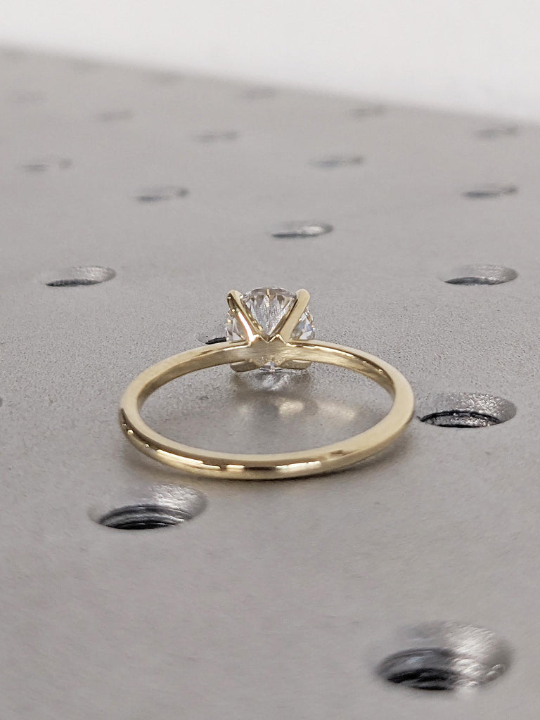0.5-4ct Moissanite Rings, Round Cut 14k Solid Gold Ring, Comfort Fit Wedding Band, 4 Prong Moissanite Promise Ring, Unique Minimalist Ring