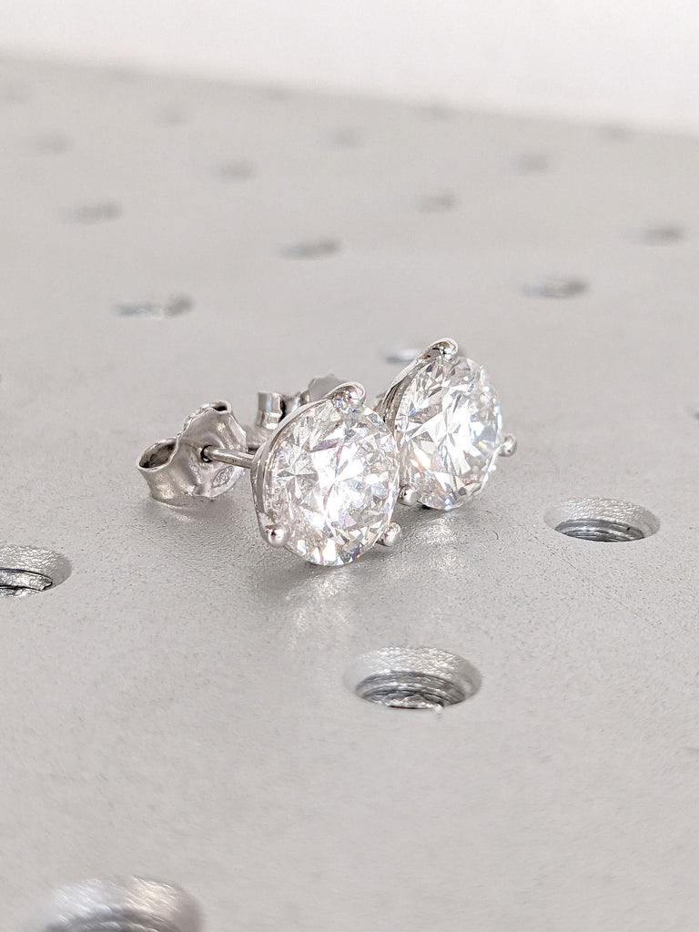 Certified Eco Friendly Diamond Earrings | Bridal Stud Earrings | Woman Earrings | Round Diamond Earrings for Her 14k White Gold Stud Earring