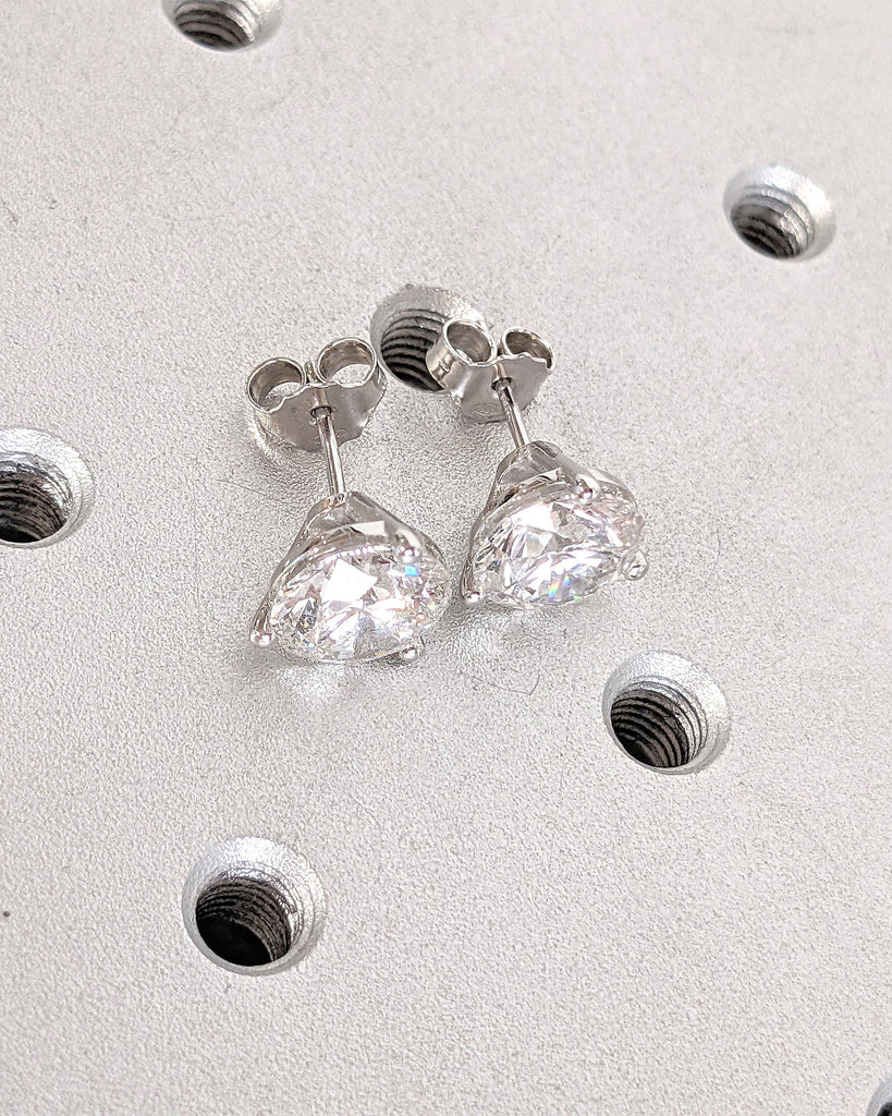Certified Eco Friendly Diamond Earrings | Bridal Stud Earrings | Woman Earrings | Round Diamond Earrings for Her 14k White Gold Stud Earring