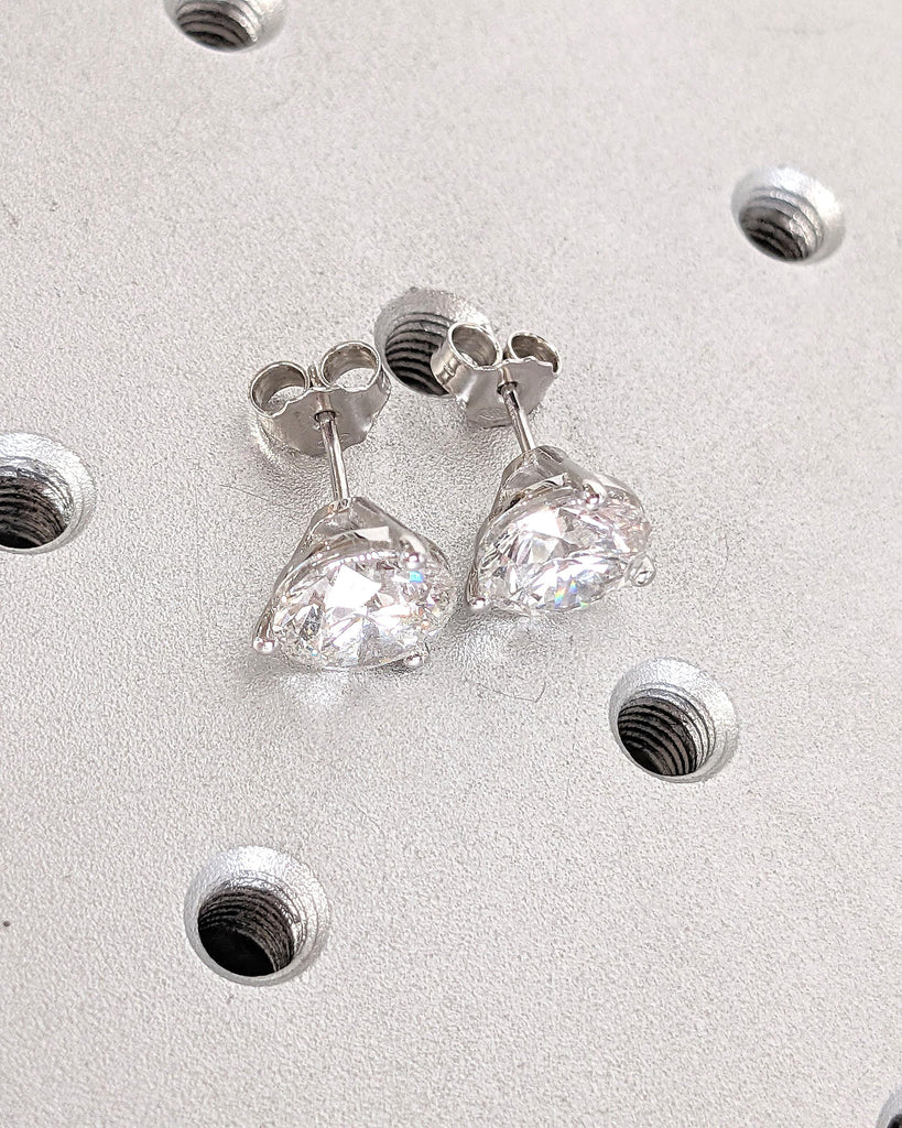 3 Carat Lab Grown Diamond Earrings | Round Diamond Earrings for Her | Bridal Stud Earrings | Woman Earrings | 14k Gold Push Back Earrings