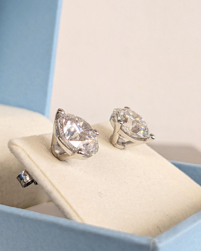 Certified Eco Friendly Diamond Earrings | Bridal Stud Earrings | Woman Earrings | Round Diamond Earrings for Her 14k White Gold Stud Earring