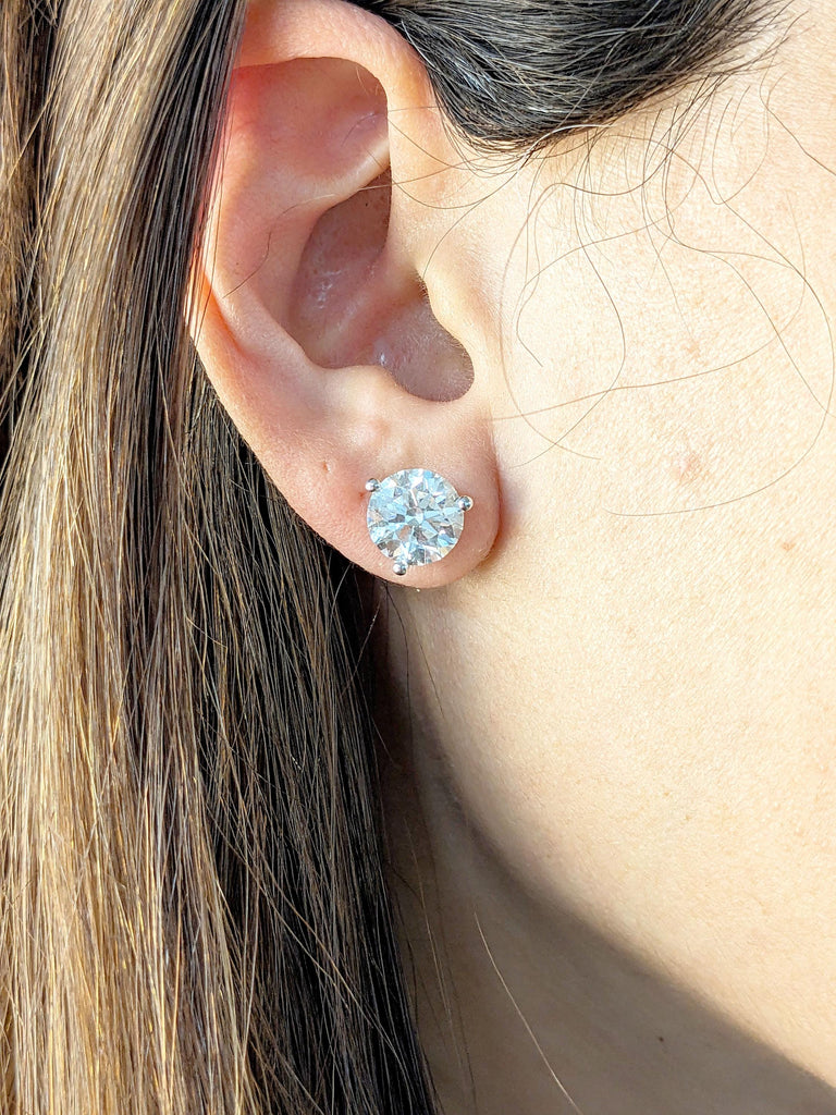 14k 18k Gold Earrings for Women | Platinum Diamond Earrings | Lab Diamond Solitaire Earrings | Perfect Diamond Earrings | Sparkling Lab Created Diamond | D/F VVS Diamond
