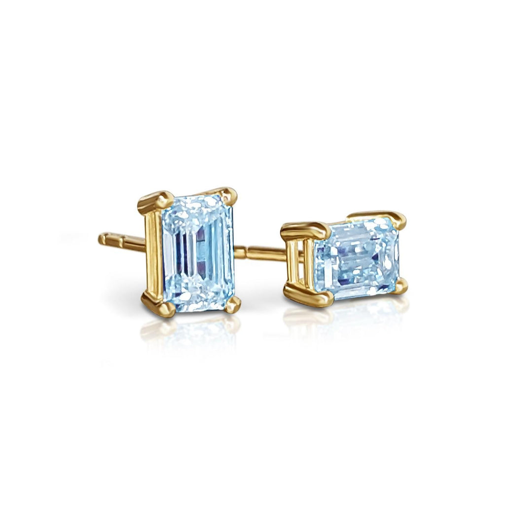 Emerald cut Earrings | Bridal Stud Earrings | Lab Created Aquamarine Earrings for Women, Bridsmaids