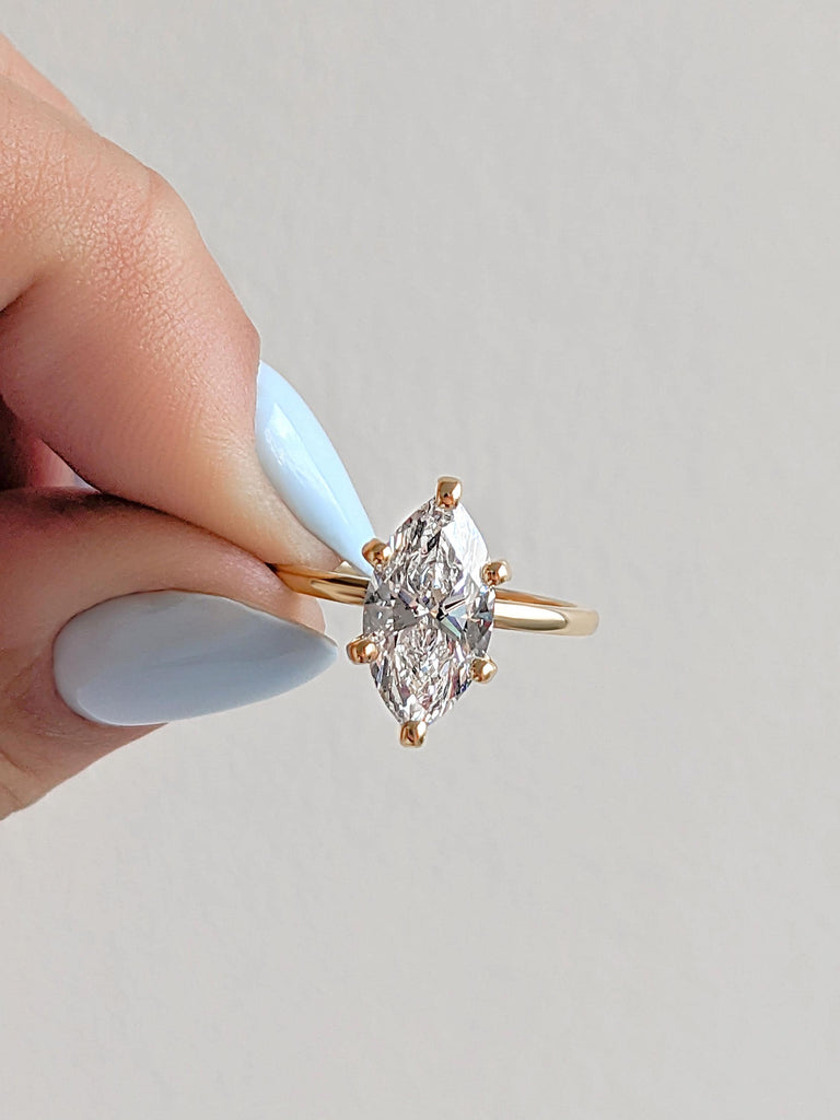 2 Carat Marquise Diamond Engagement Ring | 14k Gold Rings for Women | Lab Created Diamond Promise Ring | Certified IGI Diamond | Bridal Ring
