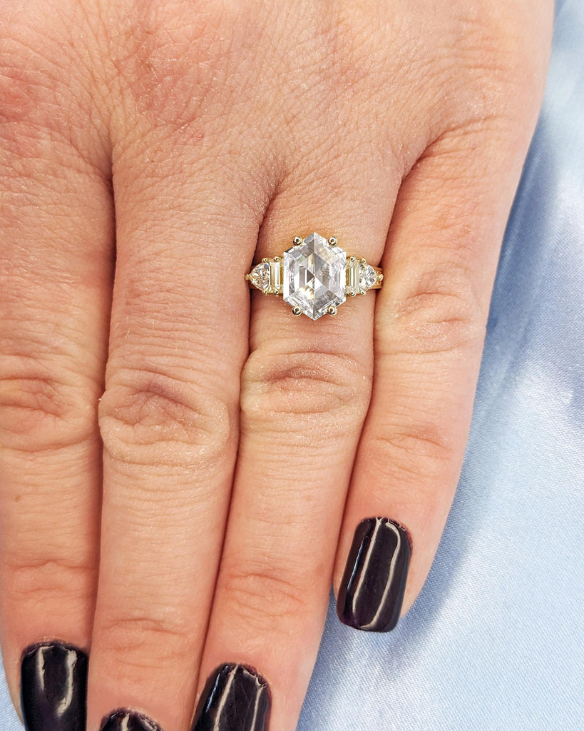 Lab Diamond Hexagon Ring