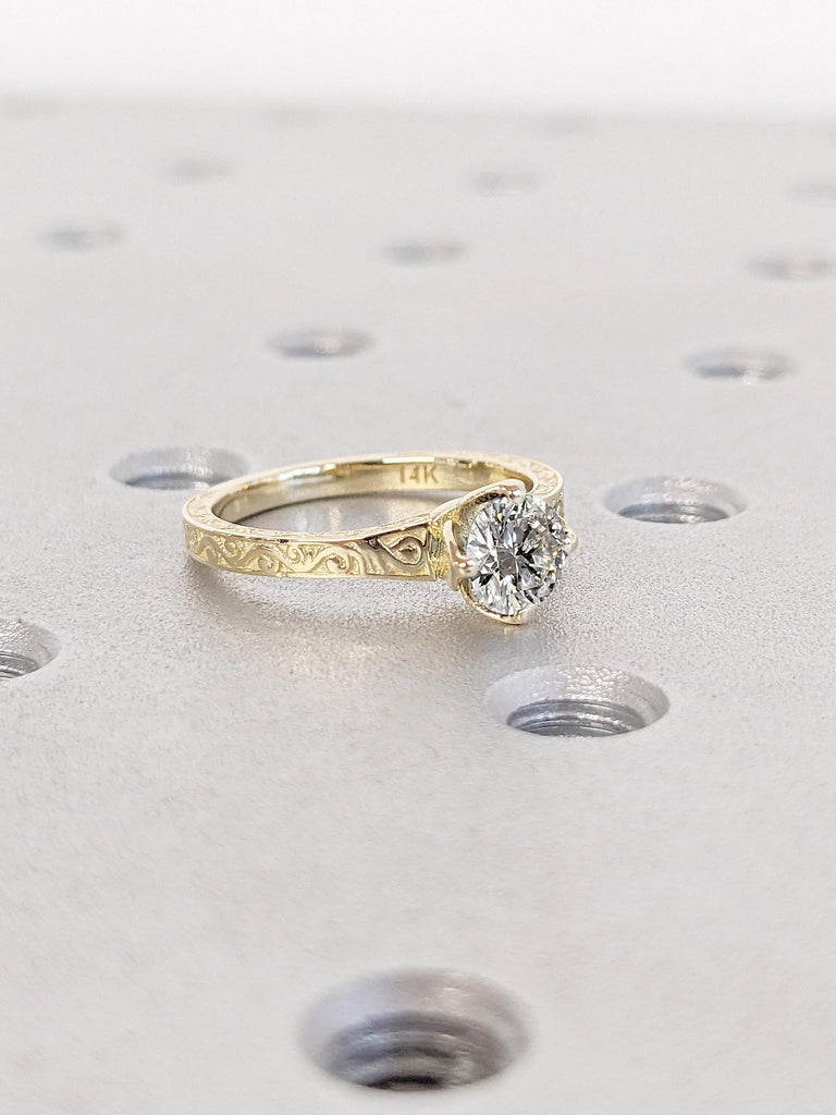 Unique Lotus Flower Basket Ring | 1-2CT Moissanite Solitaire Engagement Ring | Nature Inspired Ring | Promise Anniversary Ring Gift for Wife