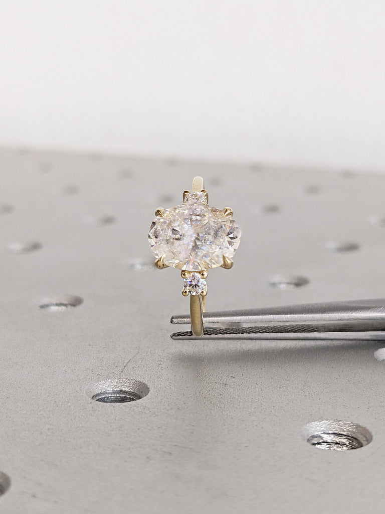 0.5-4ct Moissanite Ring, 14k Gold Engagement Ring, Wedding Rings Women, Personalized Ring, Oval and Round Moissanite Rings, Proposal Ring