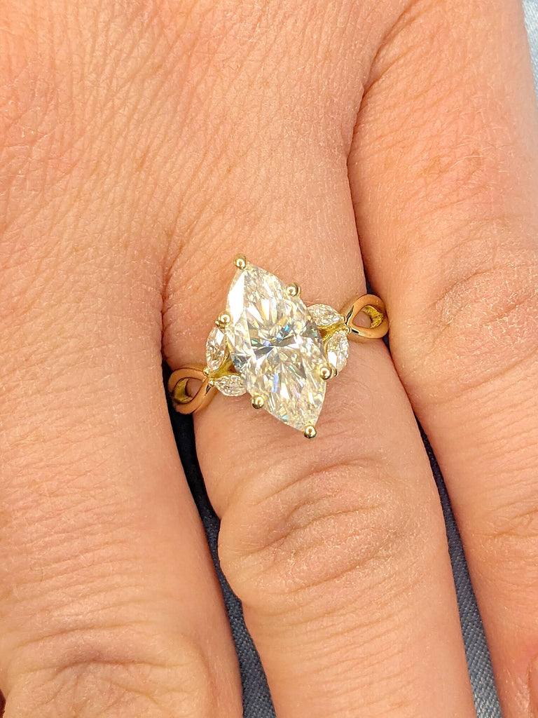 2 Carat Marquise Rings | Gold Engagement Rings | Best Engagement Rings | Lab Created Diamond Rings | 14k Yellow Gold Rings for Women