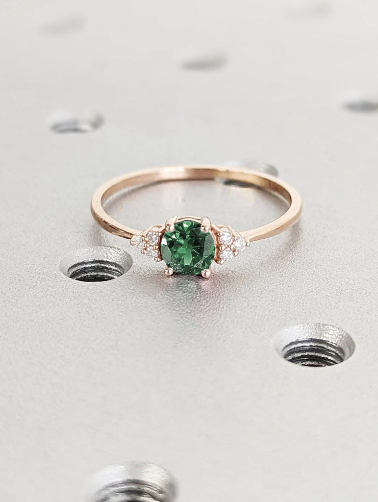 14k 18k Gold Rings for Women | Rose Gold Sapphire Ring | 1 Carat Green Sapphire