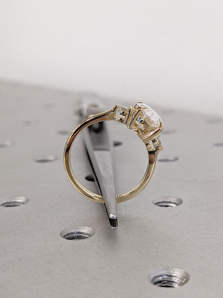 Art Deco Moissanite Anniversary Ring, 14k Solid Gold Oval Engagement Ring, Pear Cut Moissanite Ring, Promise Ring for Her, Statement Ring