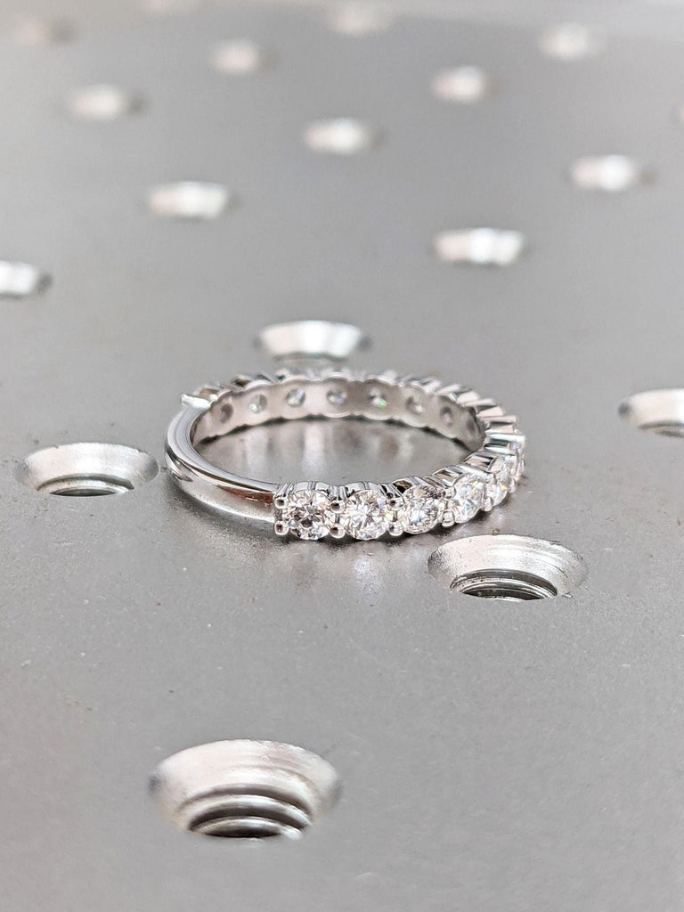 2.5MM Round Diamond Eternity Wedding Band Ring | 3/4 Eternity Diamond Cluster Ring | 14k Solid Gold Eternity Ring Wedding Band Stacking Ring