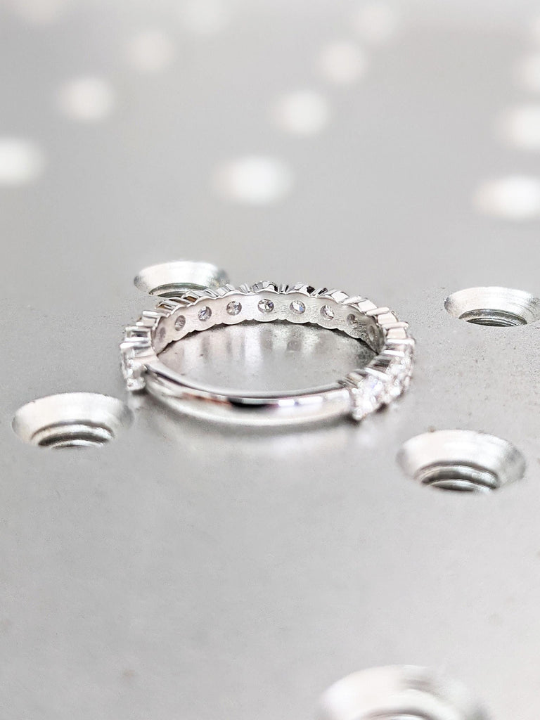 2.5MM Round Diamond Eternity Wedding Band Ring | 3/4 Eternity Diamond Cluster Ring | 14k Solid Gold Eternity Ring Wedding Band Stacking Ring
