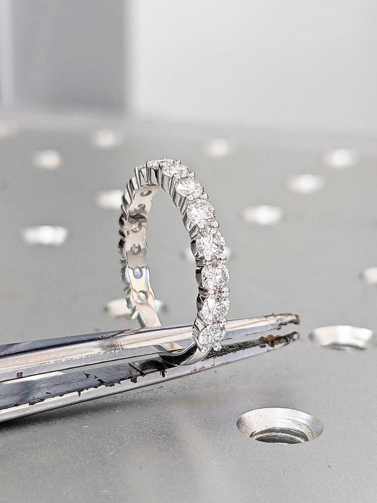 3/4 Eternity Lab Grown Diamond Wedding Band With 2.5mm Diamonds and 2.6mm Width in 14K White, Yellow or Rose Gold by Braverman Jewelry on Etsy