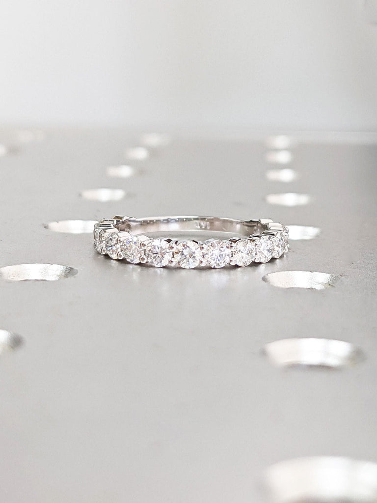 1 Carat Eternity Round Brilliant Lab Grown Diamond Band / U Shape Diamond Eternity Band / White Gold Wedding Band / Unique Stacking Ring