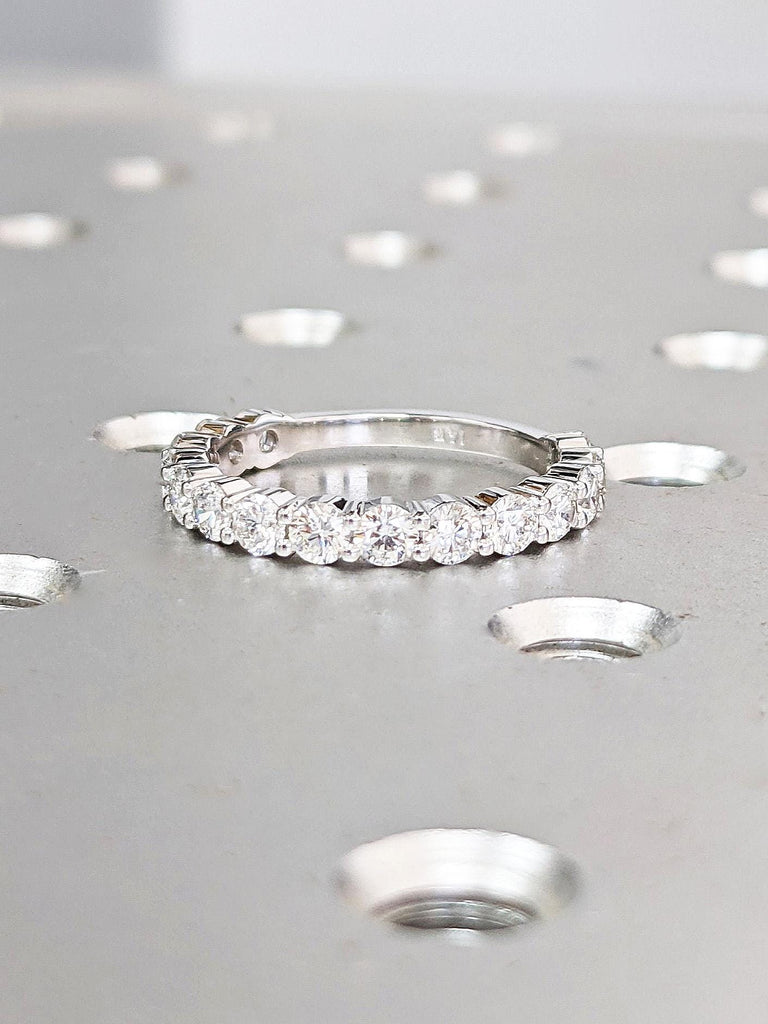 2.5MM Round Diamond Eternity Wedding Band Ring | 3/4 Eternity Diamond Cluster Ring | 14k Solid Gold Eternity Ring Wedding Band Stacking Ring