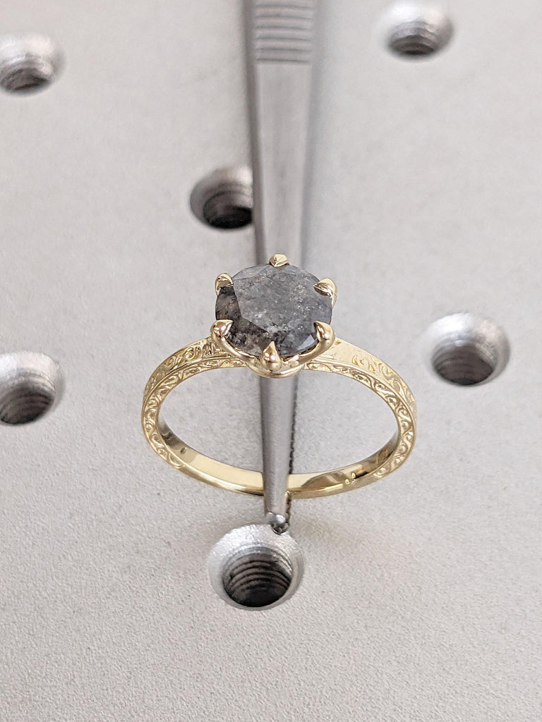 Round Engagement Ring | Vintage Filigree Wedding Band | 1.5 Carat Diamond Ring