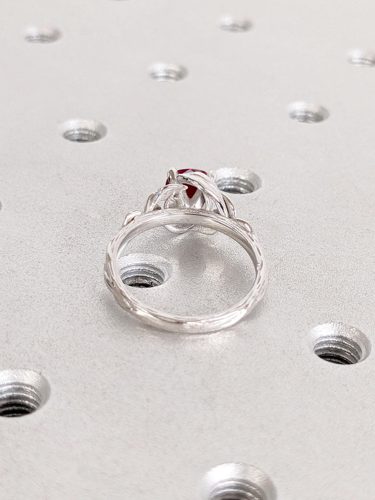 Leaf Ring | 1ct, 2 Carat Ruby Gold Ring | Rustic Engagement Ring | Twig and Branch Promise Ring | Handmade Women Wedding Ring | 14k 18k Gold