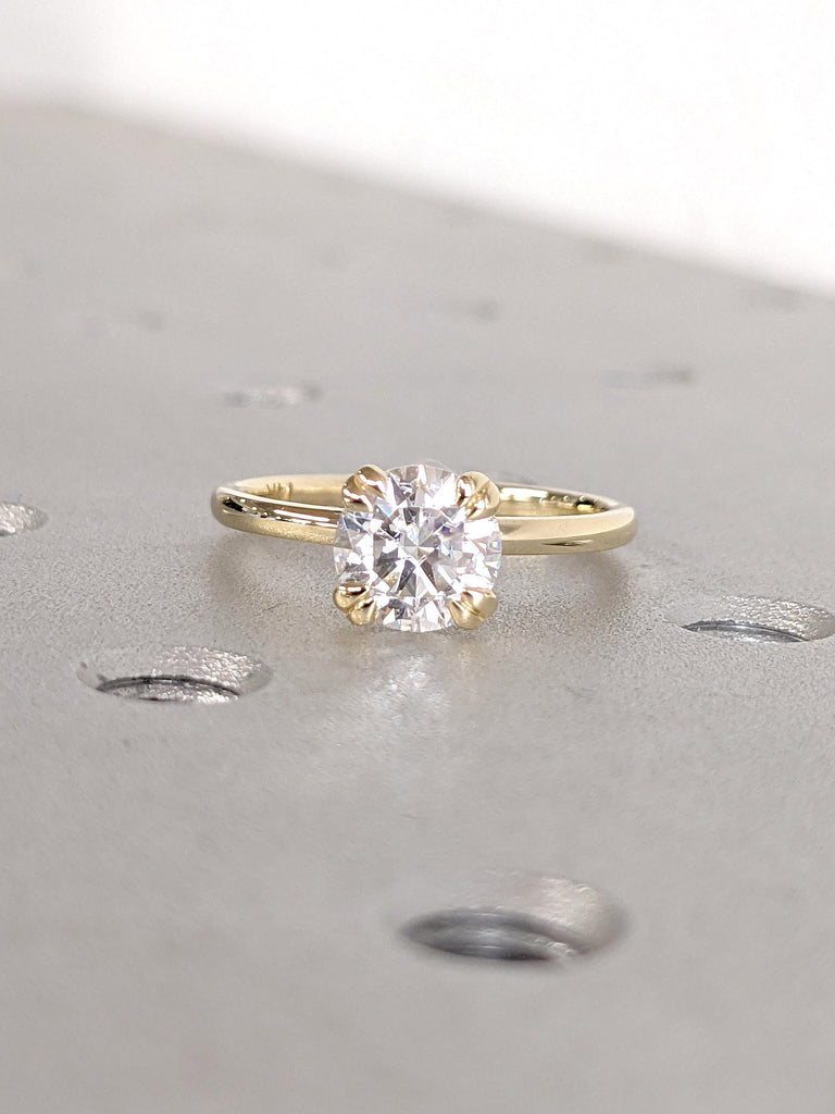 1ct VVS Moissanite Solitaire Ring | Solid Gold Engagement Rings for Women | Comfort Fit Gold Ring