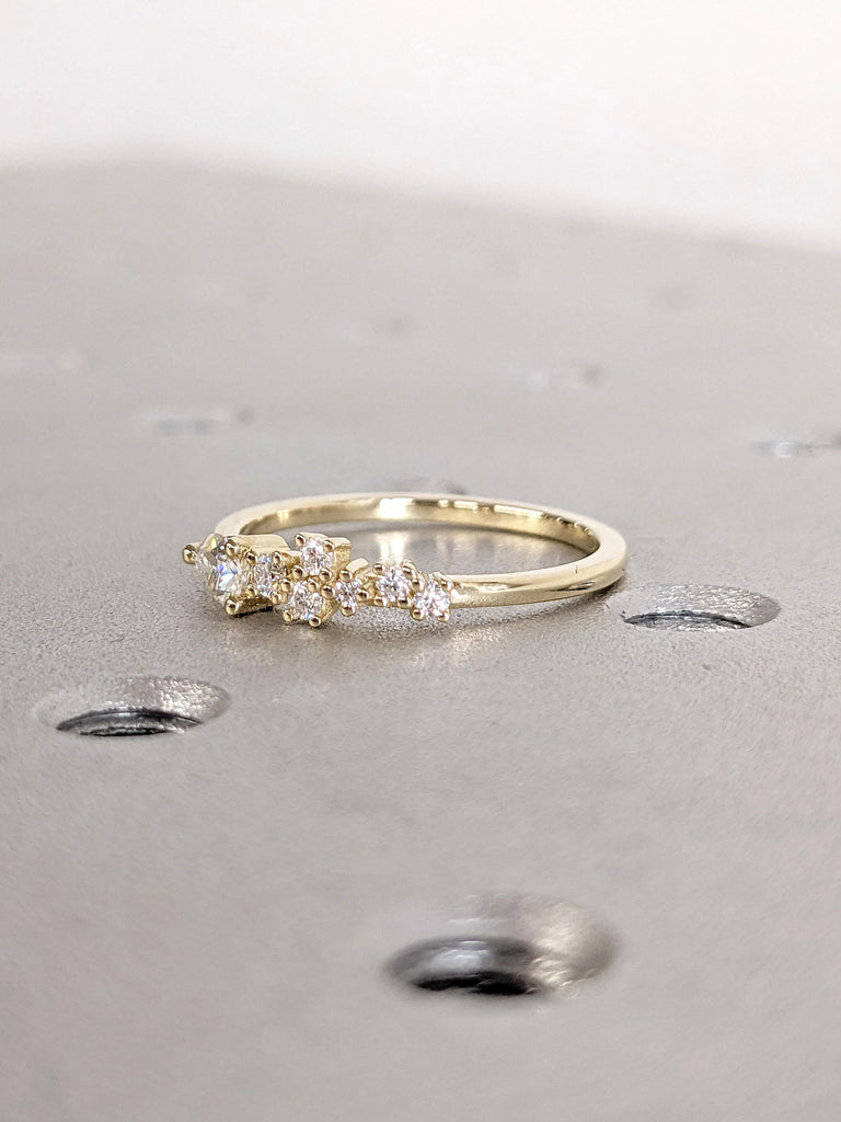 D / VVS2 Lab Created Diamond Wedding Band | 14k Solid Yellow Gold Band Ring | Unique Pear Wedding Ring | Vintage Stacking Wedding Ring Gift