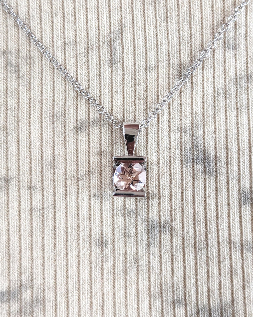 18k White Gold Necklace for Girlfriend | June Birthstone Necklace | Pink Necklace