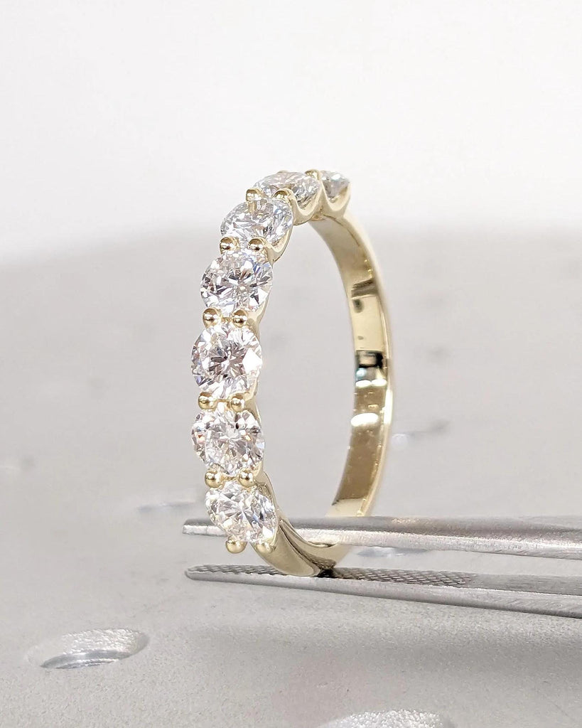 Lucky Seven Ring | Multi Stone Lab Created Diamond Women Wedding Ring | 14k Yellow Gold Diamond Rings for Her