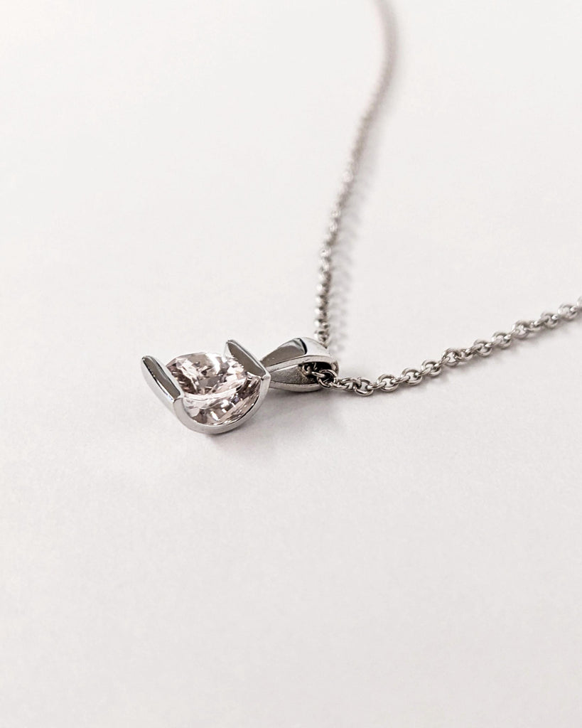 Round Man Made Diamond Solitaire Necklace | 14k 18k Real White Gold Necklace for Women | Minimalist Necklace | Diamond Jewelry Everyday Wear