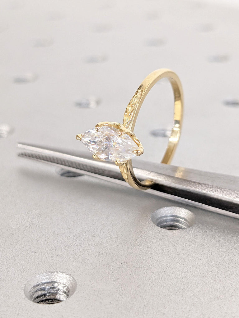 Marquise Cut Lab Grown Diamond Engagement Ring | 0.5 - 3.0 CT Marquise Cut Lab Created Diamond Ring | IGI Certified Lab Diamond Promise Ring
