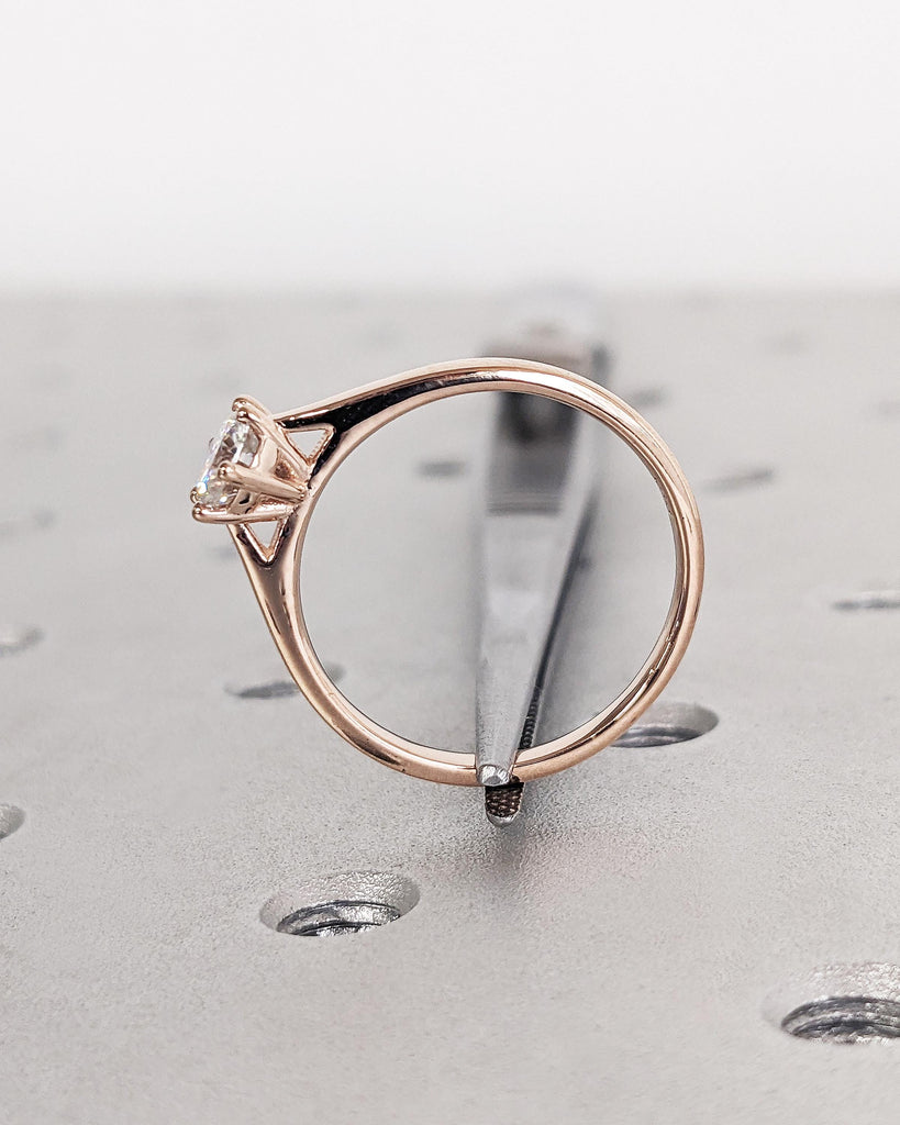 0.5-2ct Round Cut Moissanite Engagement Ring / Dainty 14k Rose Gold Promise Ring For Her / Cathedral Engagement Ring / Bridal Gift for Wife