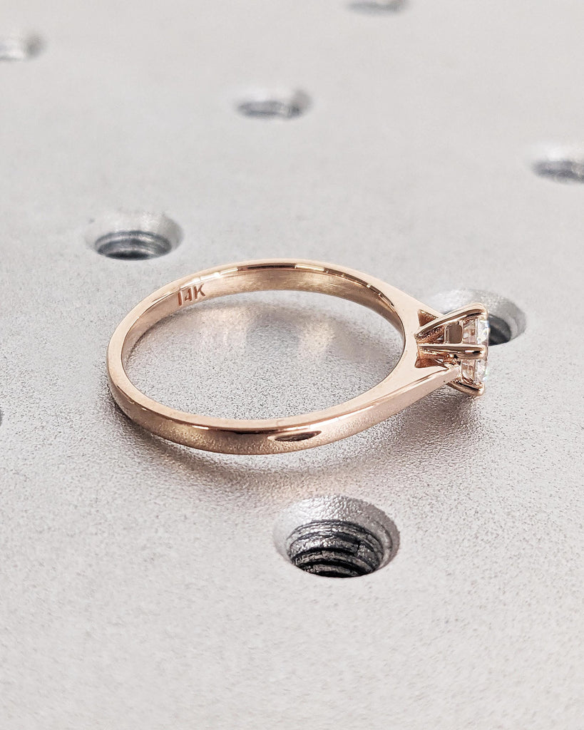 0.5-2ct Round Cut Moissanite Engagement Ring / Dainty 14k Rose Gold Promise Ring For Her / Cathedral Engagement Ring / Bridal Gift for Wife