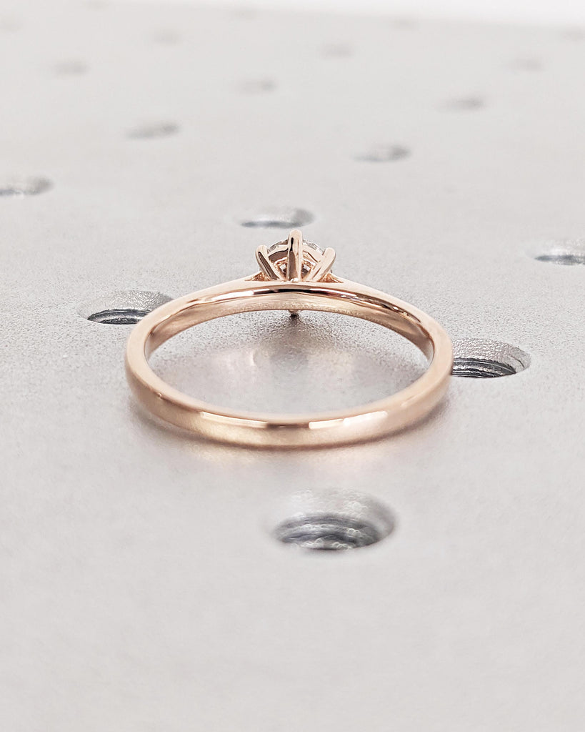 0.5-2ct Round Cut Moissanite Engagement Ring / Dainty 14k Rose Gold Promise Ring For Her / Cathedral Engagement Ring / Bridal Gift for Wife