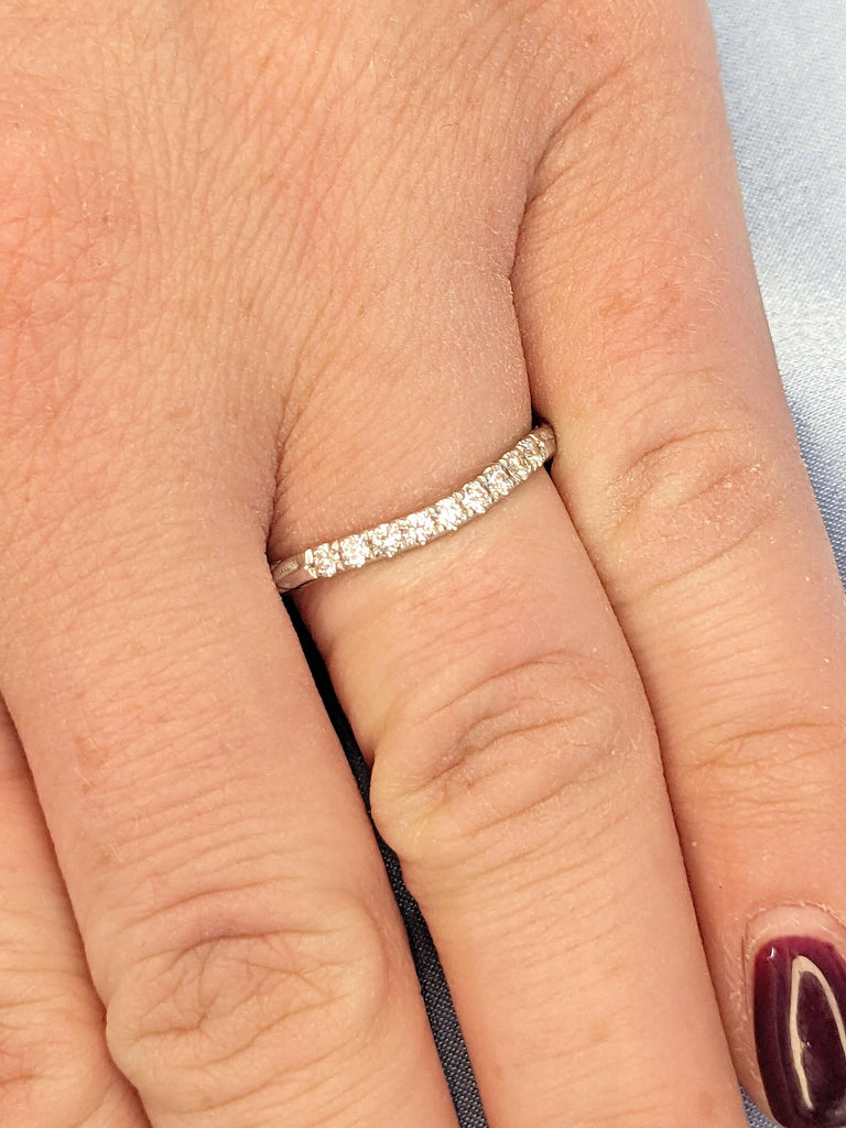 2mm Micro Pave Eternity Diamond Ring, Delicate Diamond Wedding Band, Half Eternity Stacking Ring, Anniversary Gift for Her Wife Sister Mother