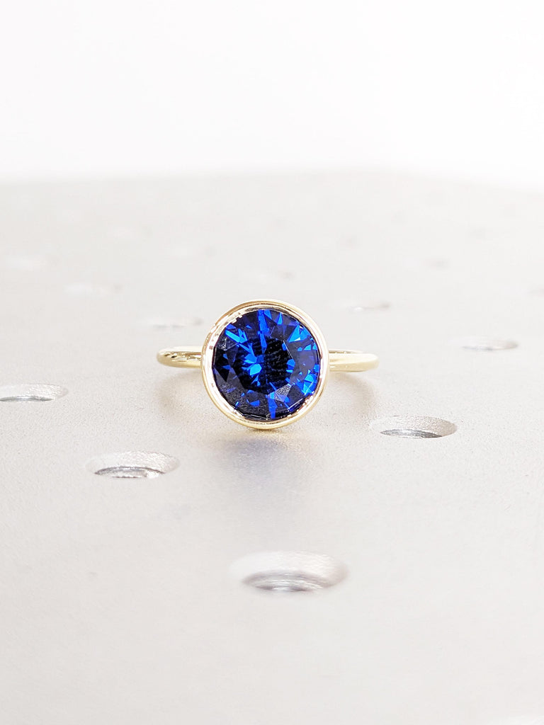 Vintage Sapphire Ring, Gold Engagement Ring, Bezel Set Ring, Minimalist Ring, Unique Solid Gold Ring, Sapphire Wedding Band, Promise Ring