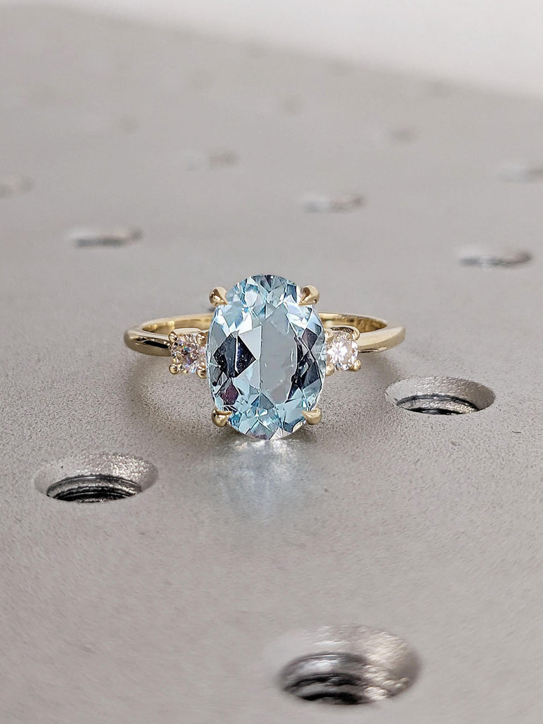 Moissanite and Aquamarine Ring